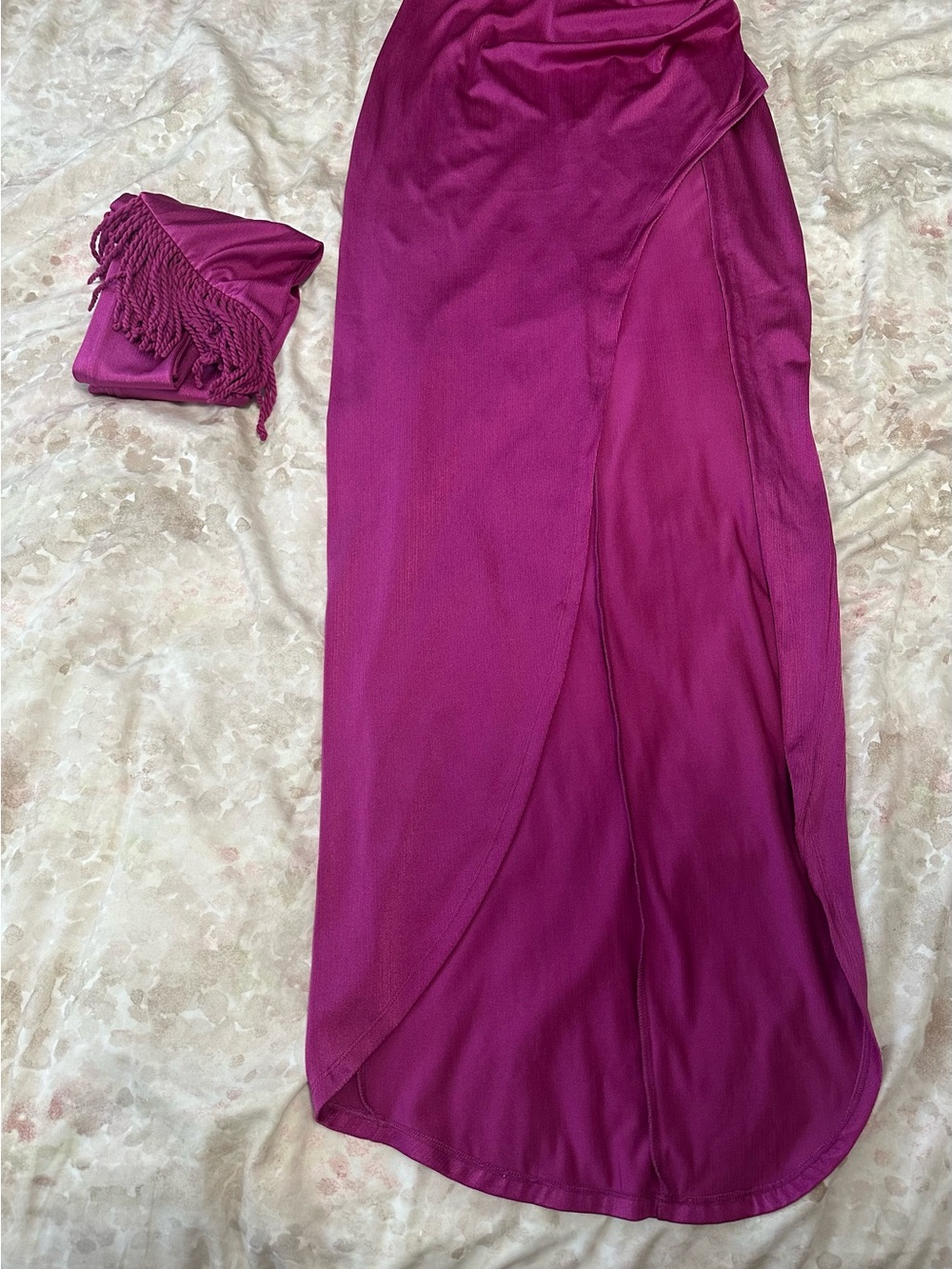 Bronx and Banco Magenta Wrap Maxi Dress with High Slit - Picture 14 of 16